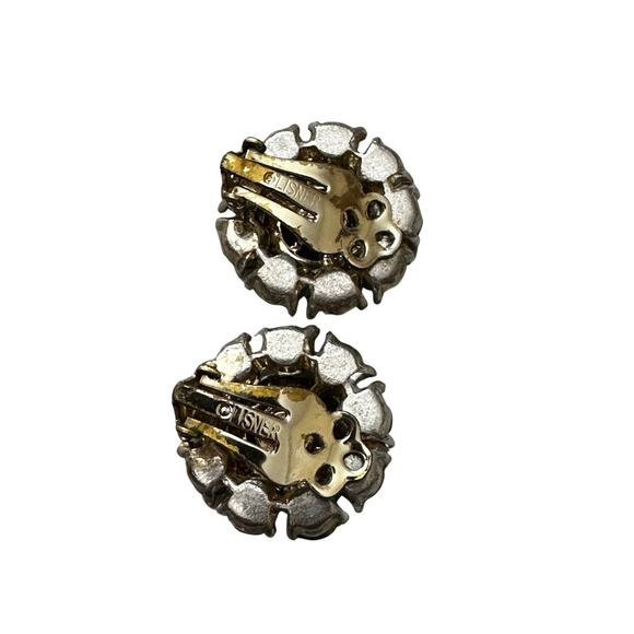 Vintage Lisner Blue Rhinestone Clip On Earrings - Picture 3 of 5